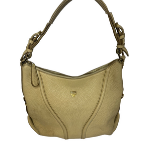 #244 MCM Pebbled Leather Hobo Shoulder Bag